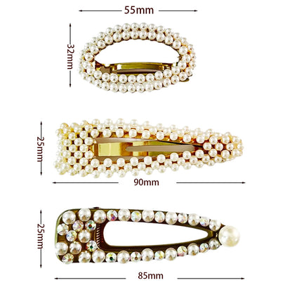 Elegant Rhinestone Pearl Hair Clips For Women