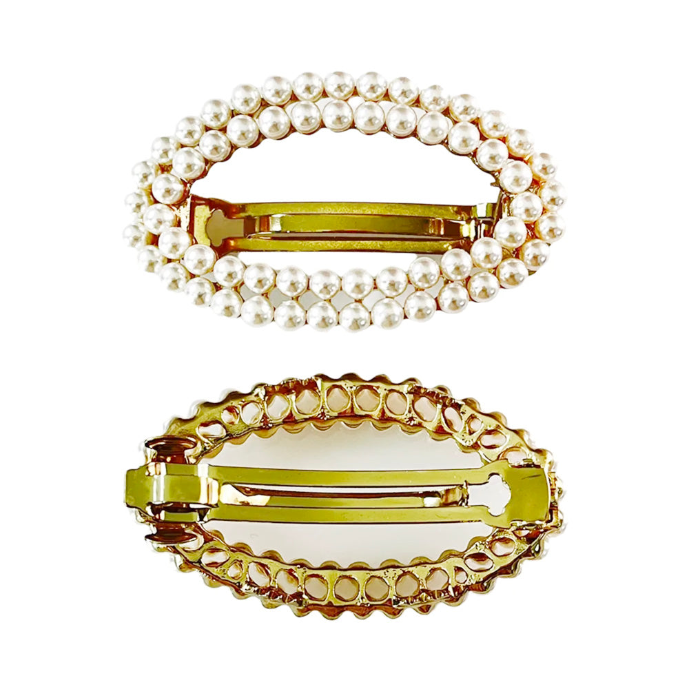 Elegant Rhinestone Pearl Hair Clips For Women