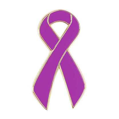 Awareness Ribbon Lapel Pin - Multi-Color Metal Ribbon Brooch for Charity & Support