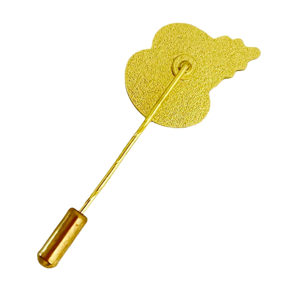 Long Stick Red Poppy Lapel Pin, Gold-Tone, Silver Tone Enamel Brooch, 27mm x 18mm, Remembrance Flower Badge