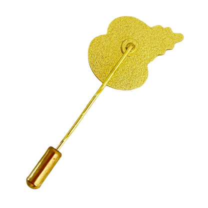 Long Stick Red Poppy Lapel Pin, Gold-Tone, Silver Tone Enamel Brooch, 27mm x 18mm, Remembrance Flower Badge