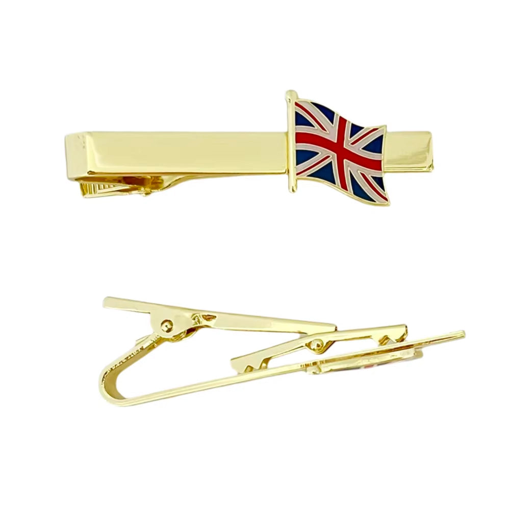 Country Flag Tie Clips Gold Plated Metal Necktie Bar Clips