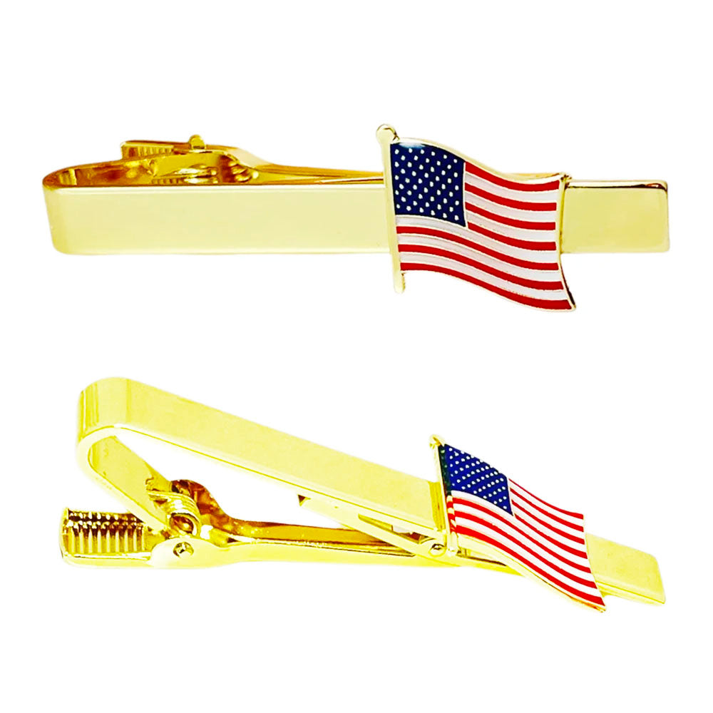 Country Flag Tie Clips Gold Plated Metal Necktie Bar Clips