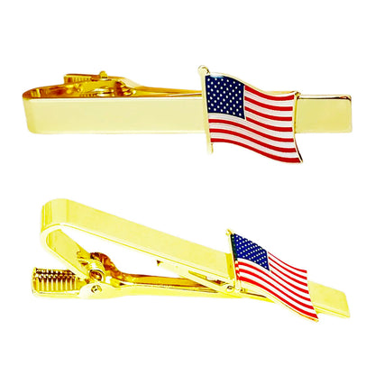 Country Flag Tie Clips Gold Plated Metal Necktie Bar Clips